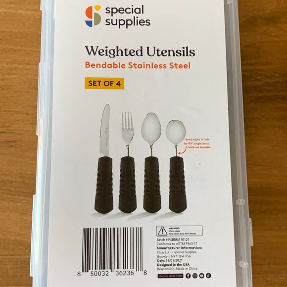 Special Supplies Adaptive Elderly Silverware Utensils 4 Piece Stainless Black - Picture 9 of 9